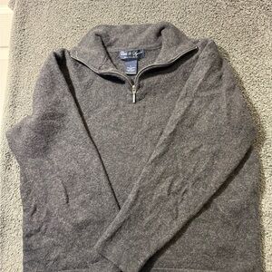 Davis & Squire Merino Charcoal Quarter Zip Up Sweater